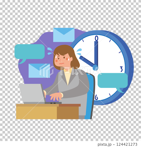 A woman working under time pressure 124421273