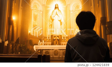 Holy Saturday: cross symbolism, sacred observance, faith reflection, resurrection hope, divine sacrifice, biblical remembrance, spiritual devotion, solemn meditation, tomb of Jesus Christ. 124421839