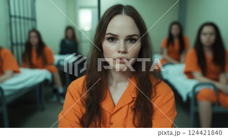 Prison existence: captive individual, restricted rights, enclosed space, penal institution, disciplined schedule, societal reintegration, barred surroundings, inmate reality, confined living 124421840