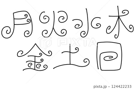 ゆるめシンプルなくるくるデザインの曜日セット 124422233