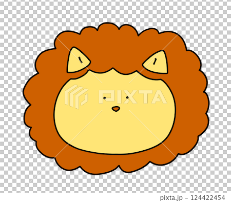 ゆるめシンプルなライオンの動物アイコン　ベタ塗り 124422454