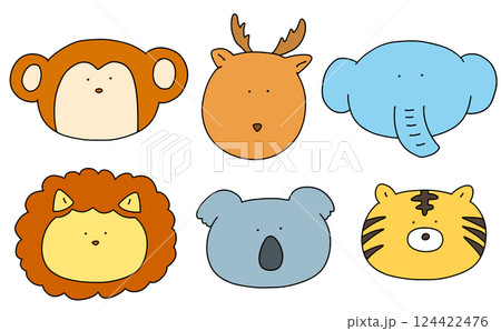 ゆるめシンプルな動物アイコンセット1 ベタ塗り ゆるめシンプルな動物アイコンセット1 ベタ塗り 124422476