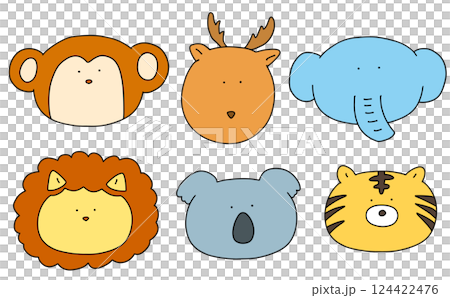 ゆるめシンプルな動物アイコンセット1 ベタ塗り ゆるめシンプルな動物アイコンセット1 ベタ塗り 124422476