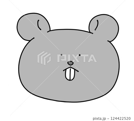 ゆるめシンプルなネズミの動物アイコン　ベタ塗り 124422520