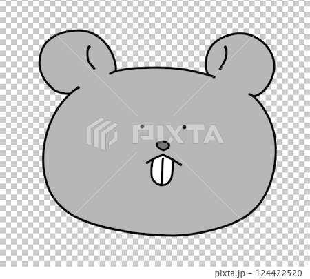 ゆるめシンプルなネズミの動物アイコン　ベタ塗り 124422520