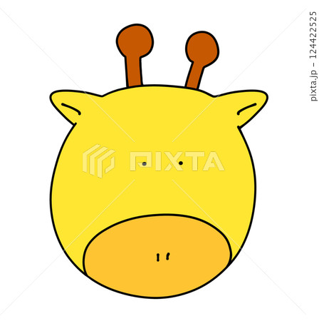 ゆるめシンプルなキリンの動物アイコン　ベタ塗り 124422525