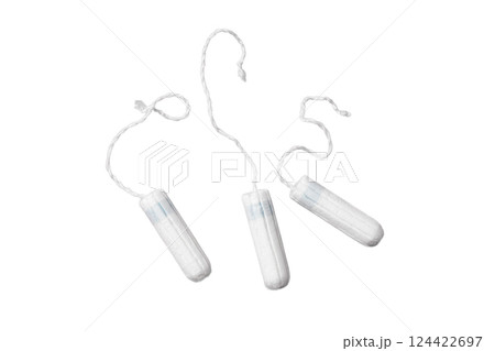 Feminine hygiene and menstruation, White tampons for feminine hygiene and menstruation, isolated on white, PNG Feminine hygiene and menstruation, White tampons for feminine hygiene and menstruation, isolated on white, PNG 124422697