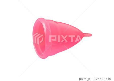 Feminine hygiene and menstruation, Essential pink menstrual cup for feminine hygiene, isolated on white, PNG Feminine hygiene and menstruation, Essential pink menstrual cup for feminine hygiene, isolated on white, PNG 124422710