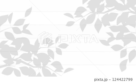 白い木の板と葉のシルエットを組み合わせた背景イラスト アスペクト比16:9バージョン 白い木の板と葉のシルエットを組み合わせた背景イラスト アスペクト比16:9バージョン 124422799