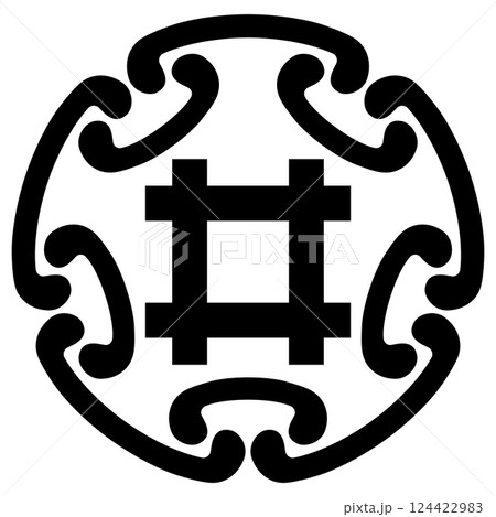 家紋です。五つ子持ち鐶に井筒と言います。 家紋です。五つ子持ち鐶に井筒と言います。 124422983