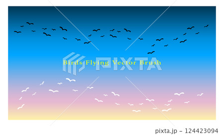鳥の群れの散布ブラシ素材 124423094