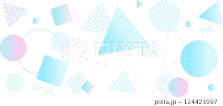 夏をイメージした幾何学模様の背景イラスト　ジオメトリック　グラデーション　メンフィス 124423097