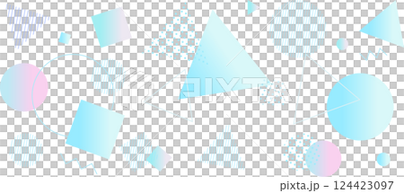 夏をイメージした幾何学模様の背景イラスト　ジオメトリック　グラデーション　メンフィス 124423097