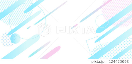 夏をイメージした幾何学模様の背景イラスト　ジオメトリック　グラデーション　メンフィス 124423098