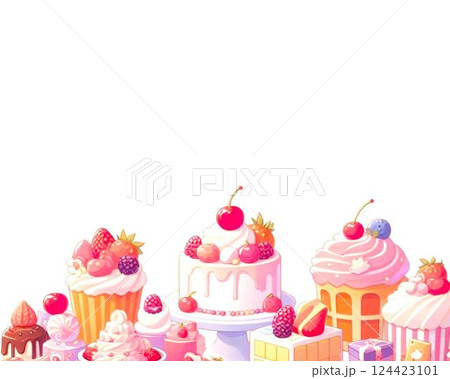 ケーキと白背景 124423101