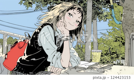「ふーん、やるじゃない」と驚きと皮肉の混じった表情を見せる若い女性