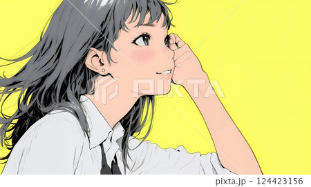 「ふーん、やるじゃない」と驚きと皮肉の混じった表情を見せる若い女性