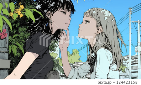 「ふーん、やるじゃない」と驚きと皮肉の混じった表情を見せる若い女性