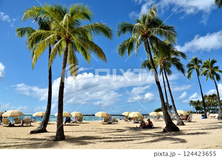 リゾートの青い海とリゾート 124423655