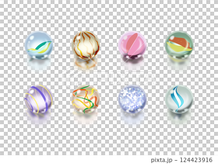 模様入りビー玉　8色セット 124423916