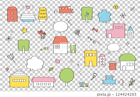 Hand drawn illustration set 124424203