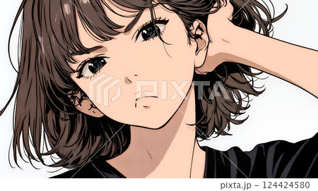 イライラした表情で口をとがらせて舌打ちをしている若い女性