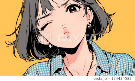 イライラした表情で口をとがらせて舌打ちをしている若い女性