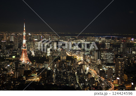 六本木ヒルズ森タワーから見る都心の夜景 124424596