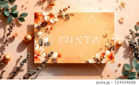 An Elegant and Beautiful Floral Background Complemented by Golden Accents and Soft Textures An Elegant and Beautiful Floral Background Complemented by Golden Accents and Soft Textures 124424698