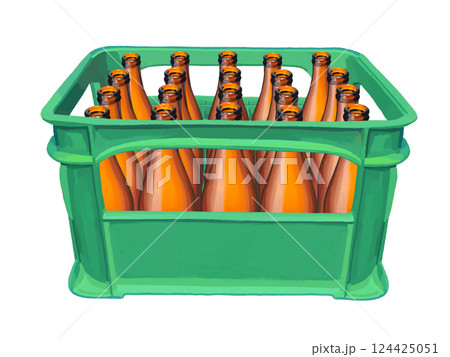 ビールケース緑（空ビール瓶入り） 124425051