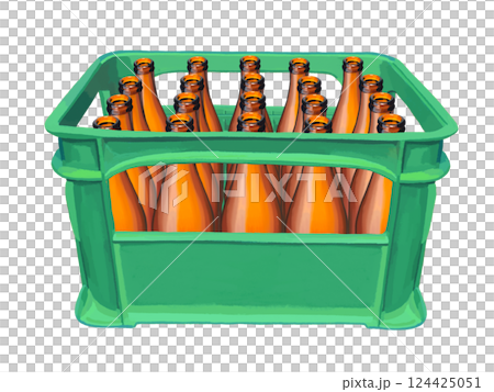 ビールケース緑（空ビール瓶入り） 124425051
