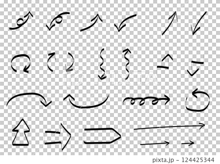 手書きの矢印セット 手書きの矢印セット 124425344