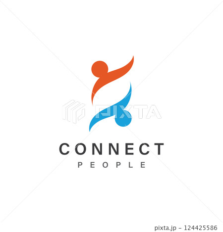 People Connect logo design template. connection logo for business 124425586
