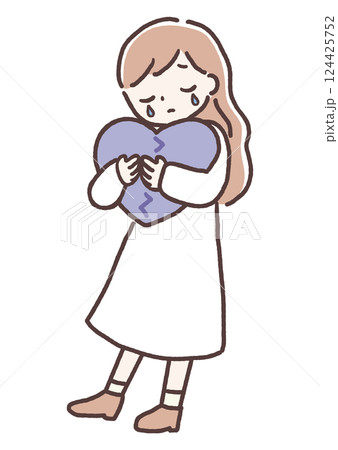 心が傷つき涙を流す女性のイラスト メンタルケア 心が傷つき涙を流す女性のイラスト メンタルケア 124425752