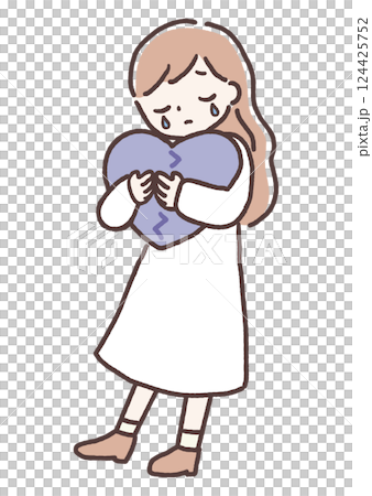 心が傷つき涙を流す女性のイラスト メンタルケア 心が傷つき涙を流す女性のイラスト メンタルケア 124425752
