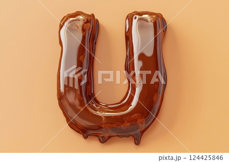 A chocolate letter U that is dripping with chocolate 124425846