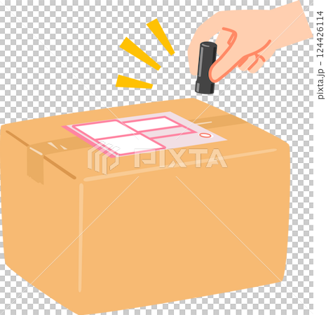 Hand stamping receipt on delivery slip Hand stamping receipt on delivery slip 124426114