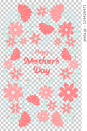 Cute vertical card template for Mother's Day: background frame with hand-drawn carnation illustration 124426471