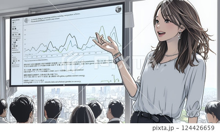 セミナーの講師をしている女性
