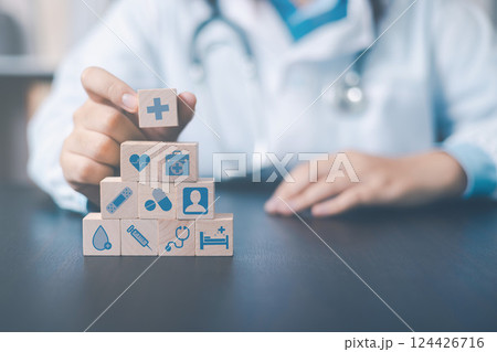 Concept of health care encompasses a comprehensive service plan, ensuring safety and medical assistance from doctors and pharmacies to hospitals, all prioritizing patient well-being. healthcare Concept of health care encompasses a comprehensive service plan, ensuring safety and medical assistance from doctors and pharmacies to hospitals, all prioritizing patient well-being. healthcare 124426716