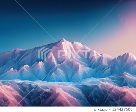 北アルプスの山並み　鹿島槍ヶ岳　イラスト 124427500
