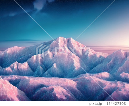 北アルプスの山並み　鹿島槍ヶ岳　イラスト 124427508