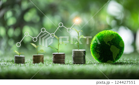 Investing in eco-friendly energy projects not only grows green finance sector but also generates income, promoting sustainable growth for both environment and society. finance, friendly, environment. 124427551