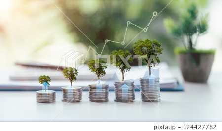 Concept of green finance has become integral to business strategy, driving economic growth and ensuring financial success through sustainable investments in green economy. finance, business, green. 124427782