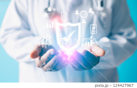 Hospital utilized cutting edge cyber technology to enhance medical services, ensuring digital healthcare records and improving overall health care through accurate data management. cyber, doctor. Hospital utilized cutting edge cyber technology to enhance medical services, ensuring digital healthcare records and improving overall health care through accurate data management. cyber, doctor. 124427967