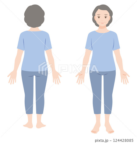 中年女性の全身イラスト 124428085