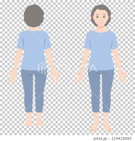 中年女性の全身イラスト 124428085