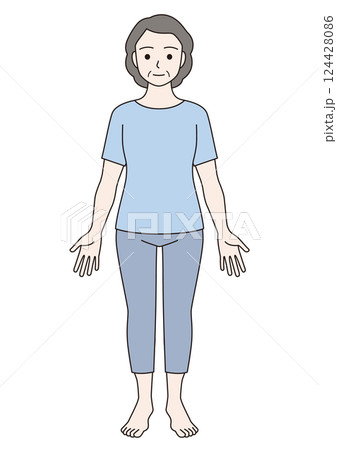 中年女性の全身イラスト　前 124428086