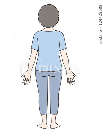 中年女性の全身イラスト　後ろ 124428088