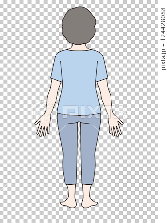 中年女性の全身イラスト　後ろ 124428088